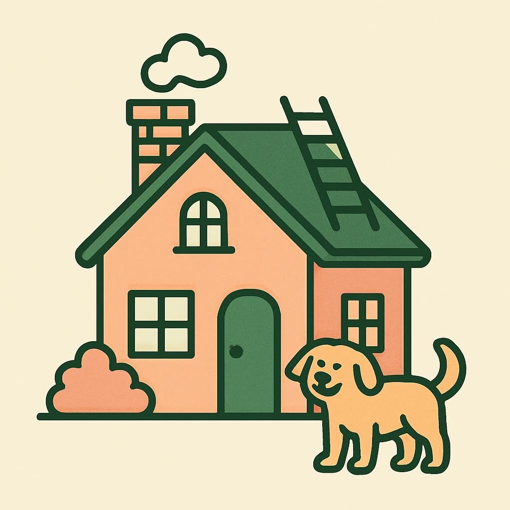 Drawing of a house with a chimney